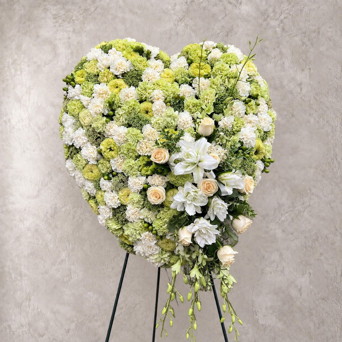 Green and White Solid Heart