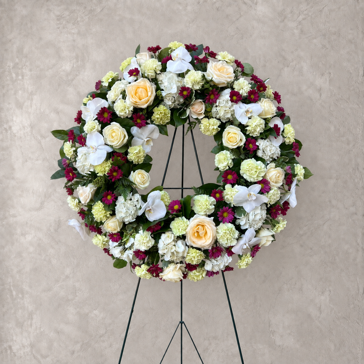 Ivory and Burgundy Wreath