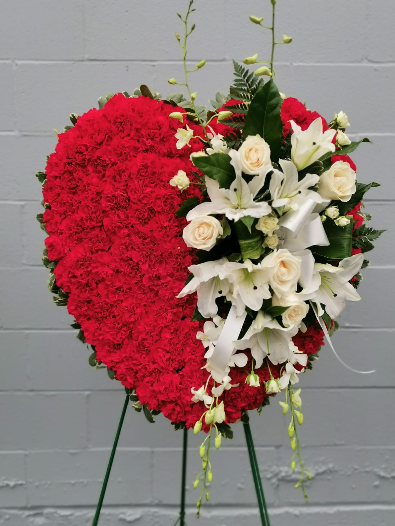 Red Solid Heart with Peach