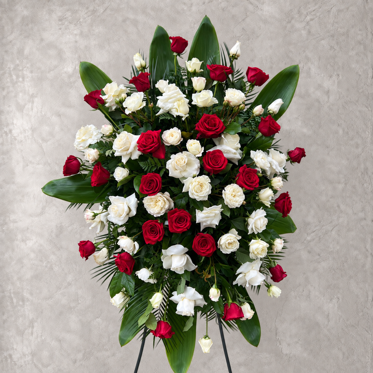 Classic Red and White Rose Standing Spray