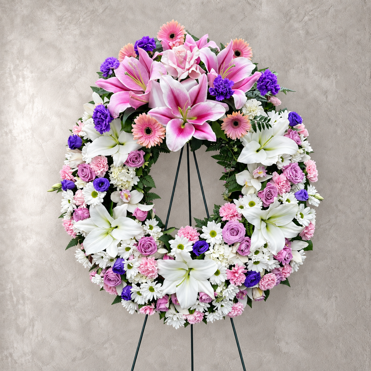 Pink and Purple Lily Wreath