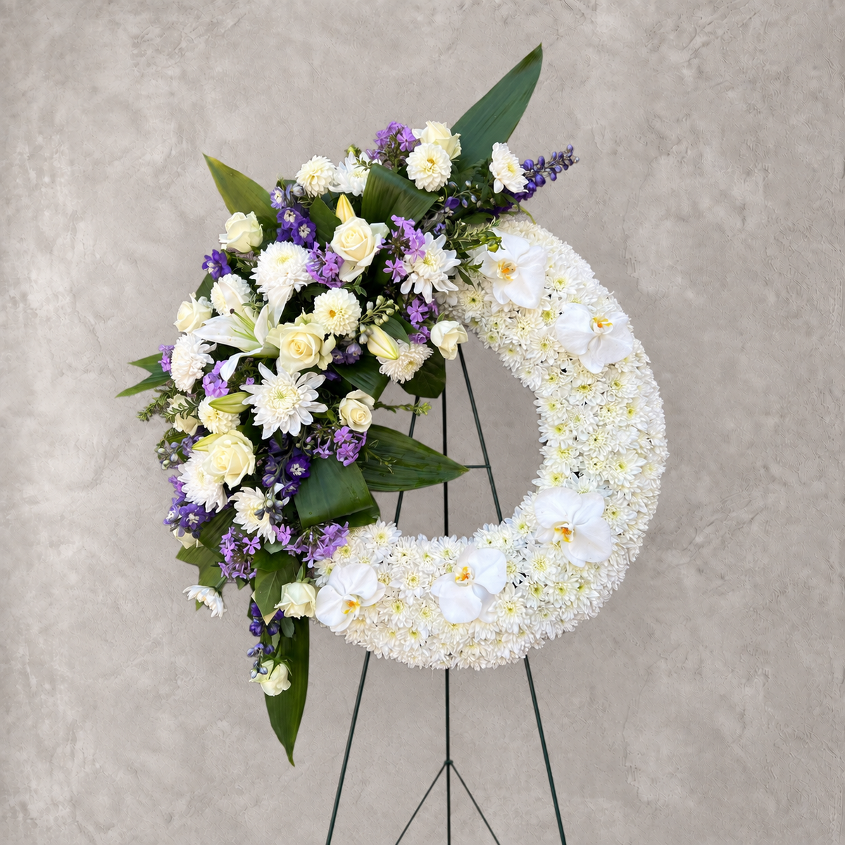 White and Purple Orchid Wreath